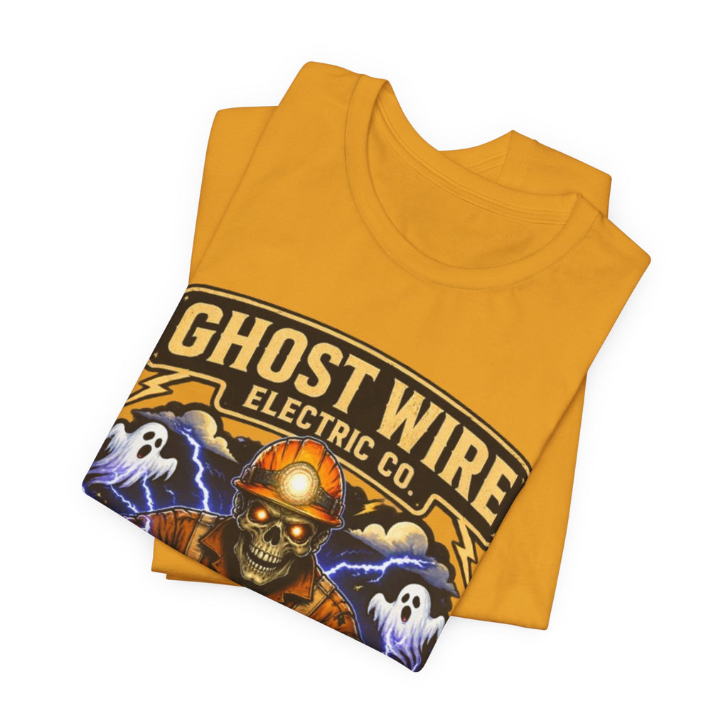 Ghost Wire Electric Co. T-Shirt — Halloween Skeleton Electrician Vintage Crew Tee