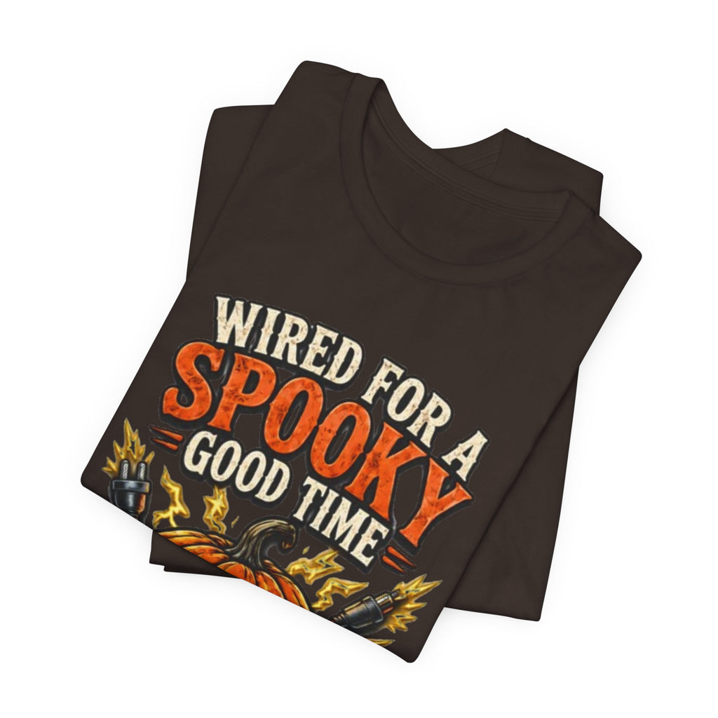 Spooky Good Time Pumpkin T-Shirt — "Wired for a Spooky Good Time" Halloween Tee