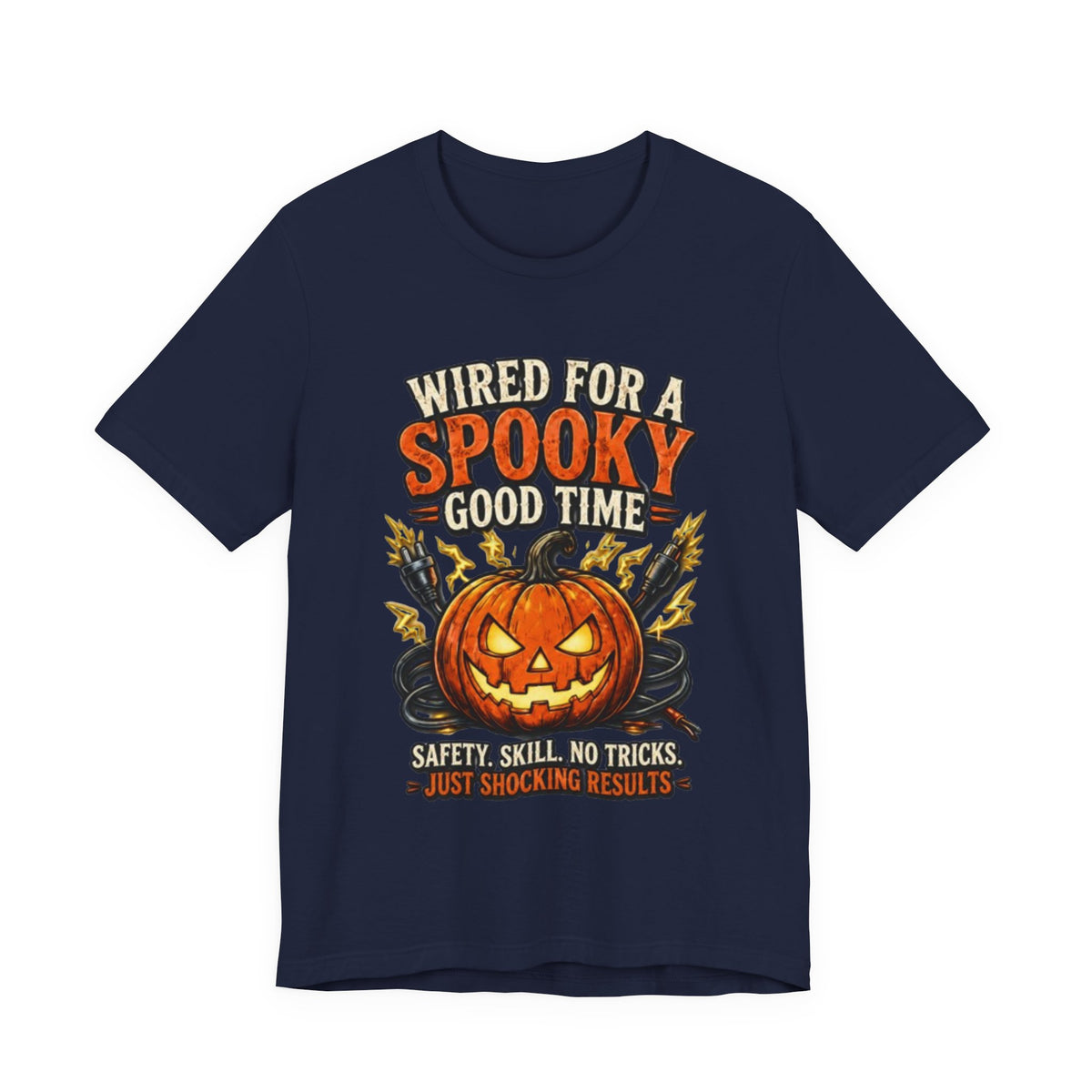 Spooky Good Time Pumpkin T-Shirt — "Wired for a Spooky Good Time" Halloween Tee
