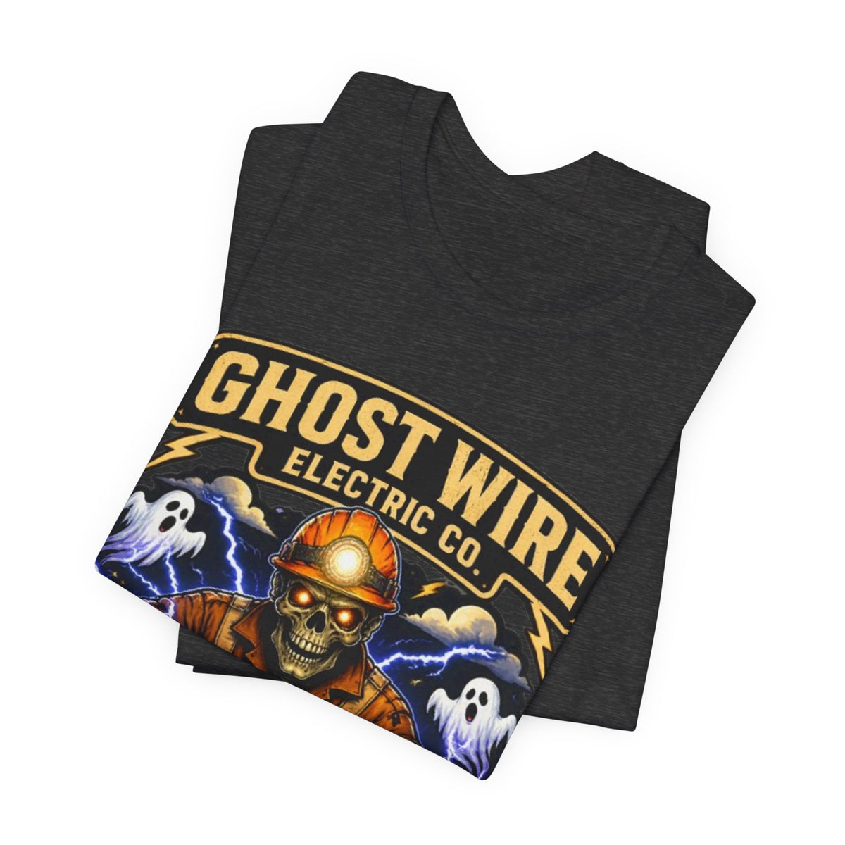 Ghost Wire Electric Co. T-Shirt — Halloween Skeleton Electrician Vintage Crew Tee