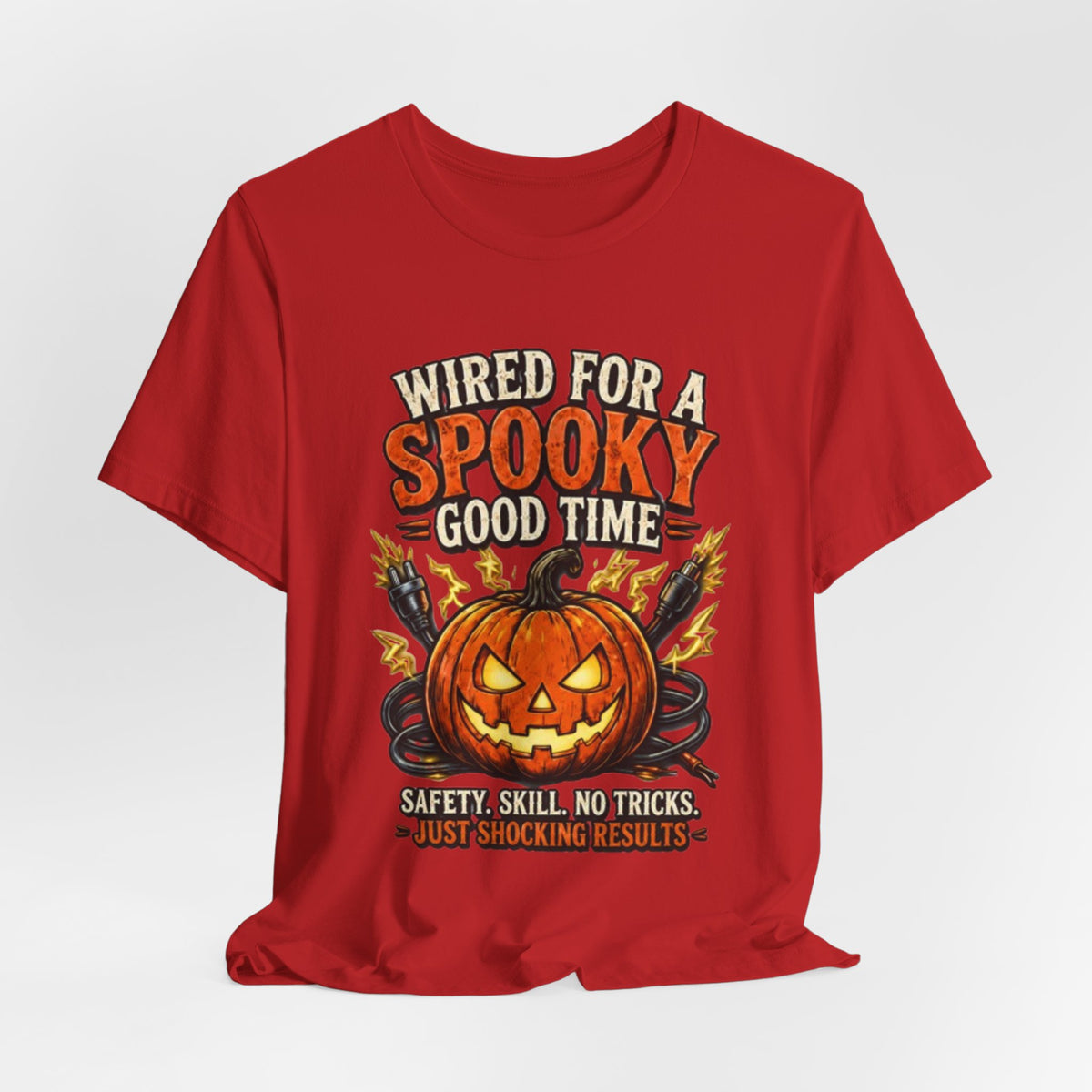 Spooky Good Time Pumpkin T-Shirt — "Wired for a Spooky Good Time" Halloween Tee