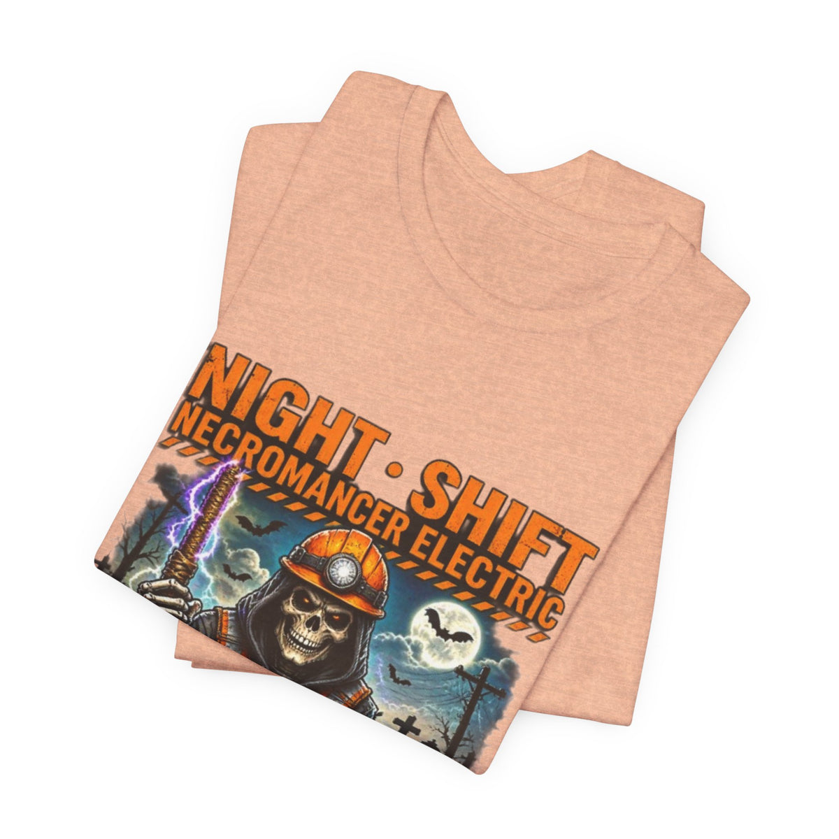 Night Shift Necromancer Electric T-Shirt — "We’ll Keep Your Power On From the Grave" Halloween Tee
