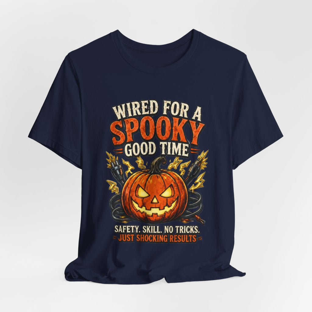 Spooky Good Time Pumpkin T-Shirt — "Wired for a Spooky Good Time" Halloween Tee