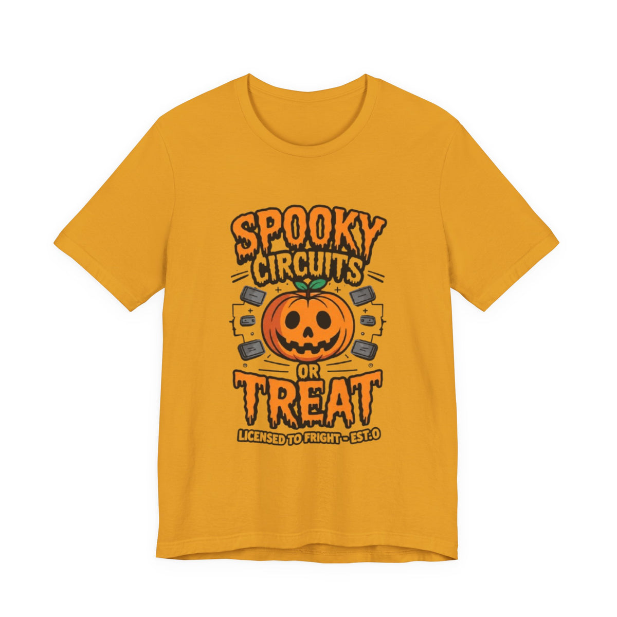 Spooky Circuits or Treat T-Shirt — Halloween Pumpkin Tech Tee