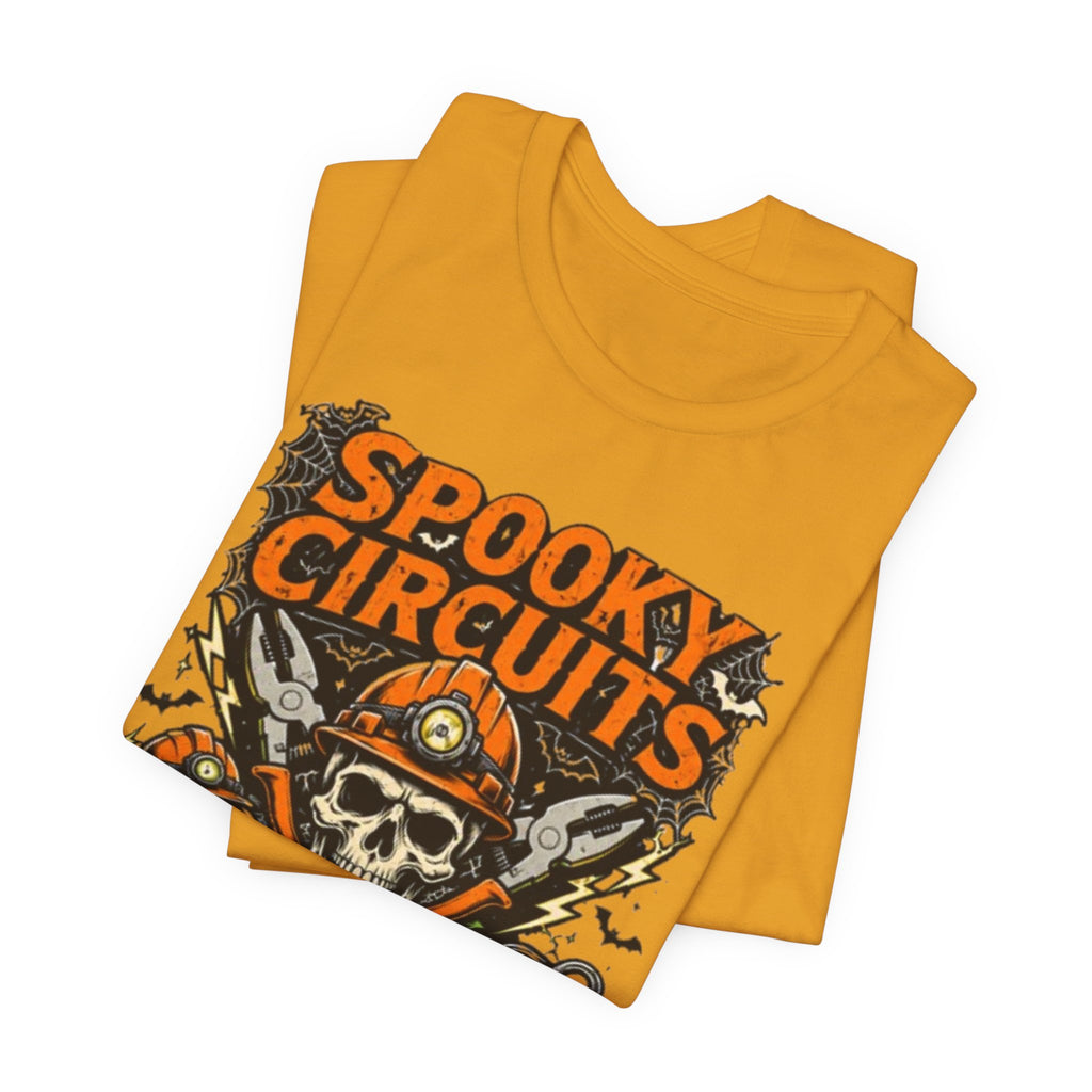 Spooky Circuits Halloween T-Shirt — "Shock or Treat" Skull & Pumpkin Tee