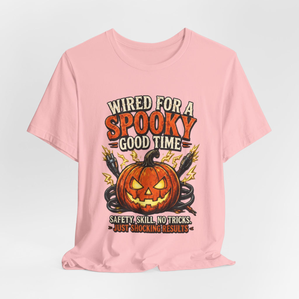 Spooky Good Time Pumpkin T-Shirt — "Wired for a Spooky Good Time" Halloween Tee