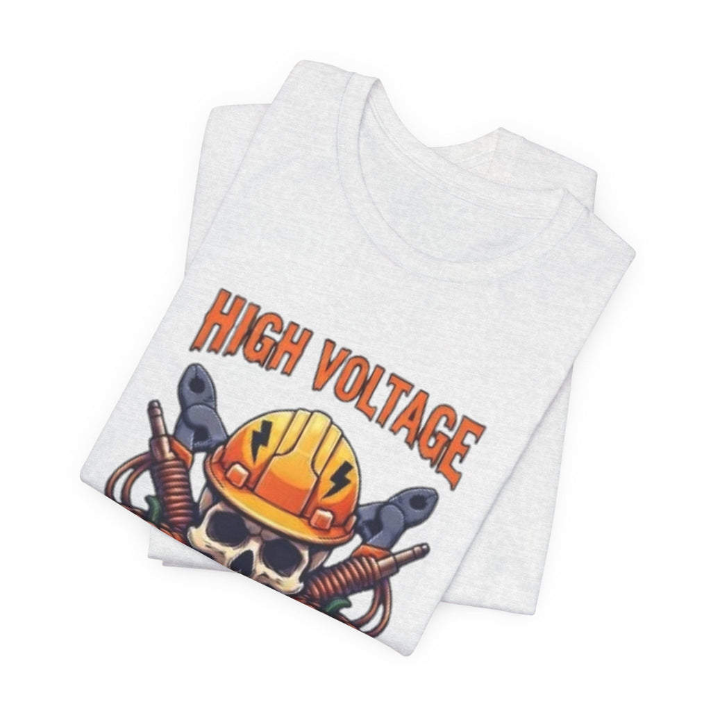 High Voltage Haunt T-Shirt — Halloween Skull, Pumpkins & Hard Hat Tee