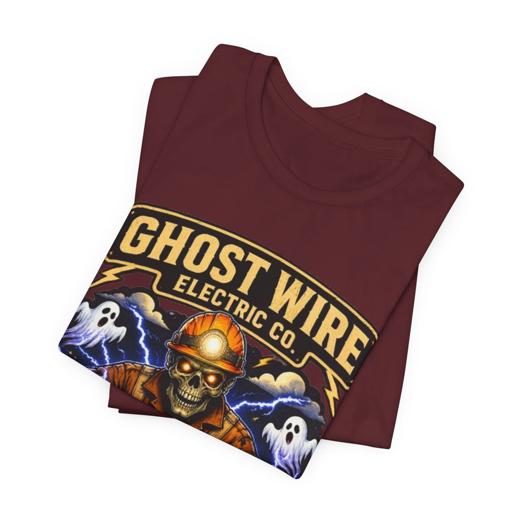 Ghost Wire Electric Co. T-Shirt — Halloween Skeleton Electrician Vintage Crew Tee