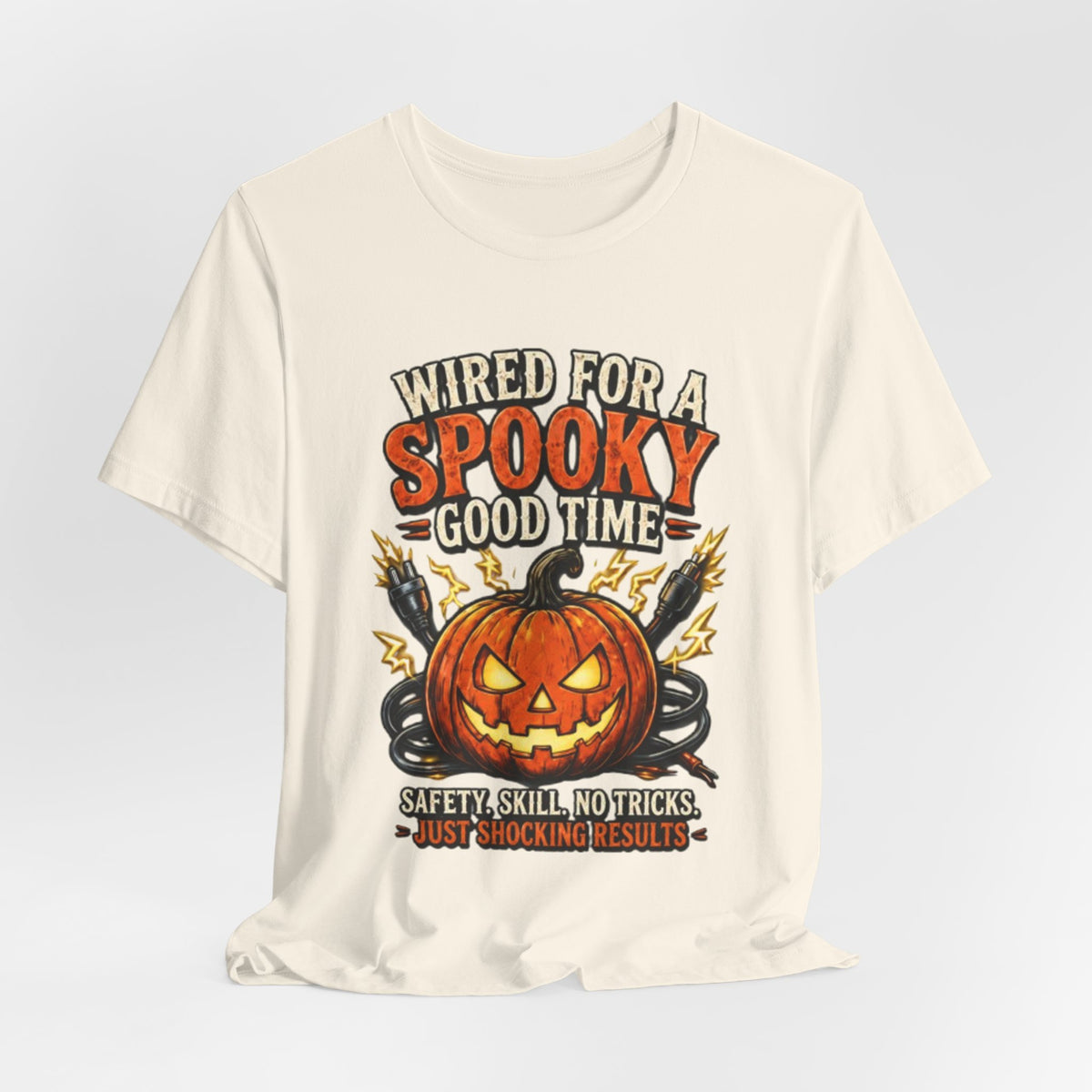 Spooky Good Time Pumpkin T-Shirt — "Wired for a Spooky Good Time" Halloween Tee